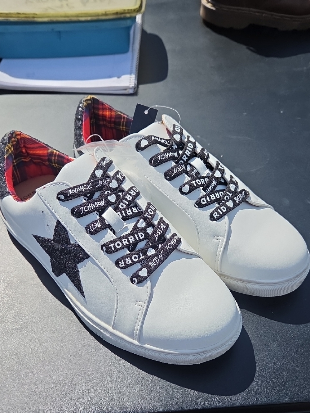TORRID White Sneakers with Black Star Detail